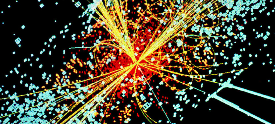 Simulert datamodell av partikkelkollisjon som lager blant annet Higgs-boson Lucas Taylor, CERN