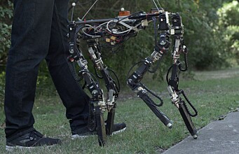 This robot adjusts the length of its legs when stepping from grass to concrete
