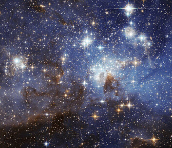 "Dette bildet fra romteleskopet Hubble viser for første gang svake nyfødte stjerner i Den store magellanske sky. Foto: ESA/NASA" "Dette bildet fra romteleskopet Hubble viser for første gang svake nyfødte stjerner i Den store magellanske sky. Foto: ESA/NASA"