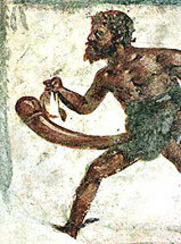 "Denne figuren fra utgravingene i Pompeii er laget for å virke komisk. I oldtidens Roma var en stor penis lite ønskelig og ble betraktet som latterlig."