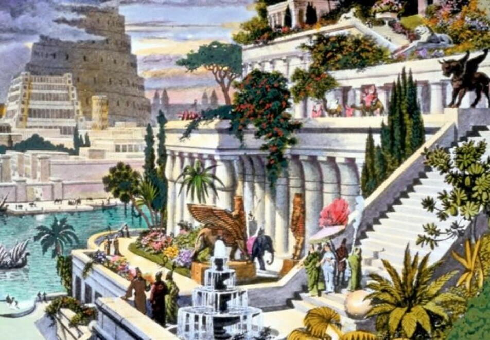 Babylons hengende hager, her fra en illustrasjon fra midten av 1900-tallet.