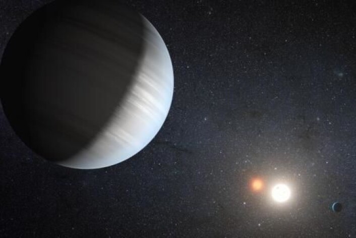 Oppdagelsen av Kepler-47 viser at dobbeltstjerner kan ha hele planetsystemer. (Foto: NASA/JPL-Caltech/T.Pyle) Oppdagelsen av Kepler-47 viser at dobbeltstjerner kan ha hele planetsystemer. (Foto: NASA/JPL-Caltech/T.Pyle)