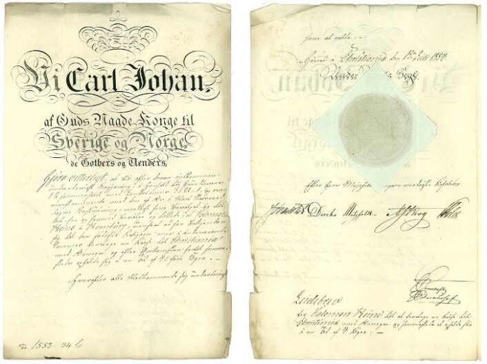 Dette leidebrevet gikk fra Finansdepartementet til Justisdepartementet, for at jøden Salomon Heine i Hamburg, skulle kunne komme til Christiania. (Foto: (Illustrasjon: Stortinget)) Dette leidebrevet gikk fra Finansdepartementet til Justisdepartementet, for at jøden Salomon Heine i Hamburg, skulle kunne komme til Christiania. (Foto: (Illustrasjon: Stortinget))