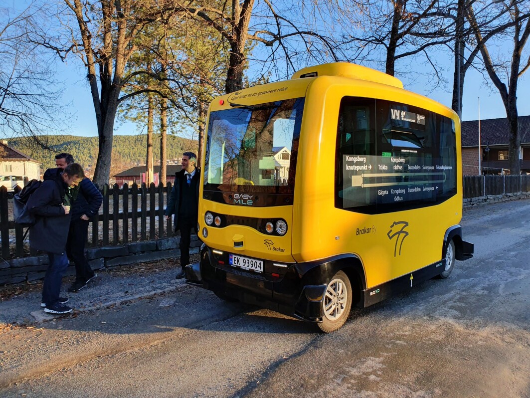 På Kongsberg er de selvkjørende bussene nå en del av det ordinære kollektivtilbudet. På Kongsberg er de selvkjørende bussene nå en del av det ordinære kollektivtilbudet.