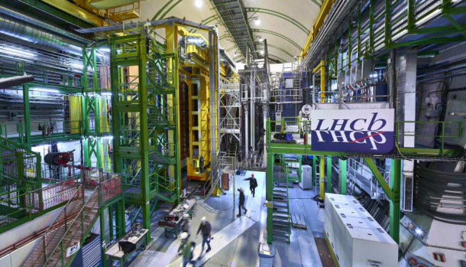 Dette er utsiden av LHCb-eksperimentet, som har gjort målingene de nye resultatene er basert på.