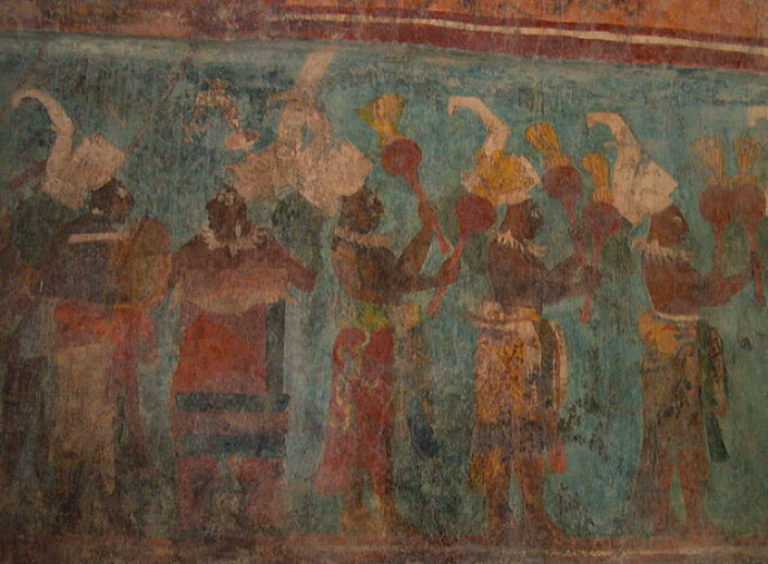 Klar blåfarge har overlevd godt over tusen år på dette veggmaleriet i Bonampak, Mexico. (Foto: Jacob Rus/Wikimedia Commons) Klar blåfarge har overlevd godt over tusen år på dette veggmaleriet i Bonampak, Mexico. (Foto: Jacob Rus/Wikimedia Commons)