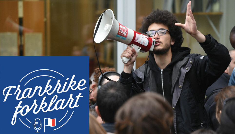 Fra en studentdemonstrasjon i Frankrike.