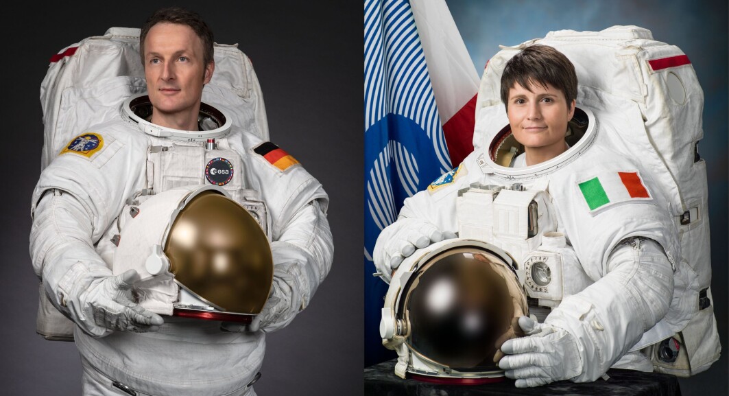 Offisielle portretter av ESA-astronautene Matthias Maurer og Samantha Cristoforetti. Offisielle portretter av ESA-astronautene Matthias Maurer og Samantha Cristoforetti.
