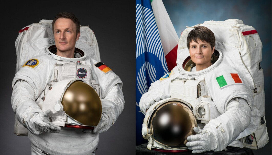 Offisielle portretter av ESA-astronautene Matthias Maurer og Samantha Cristoforetti.