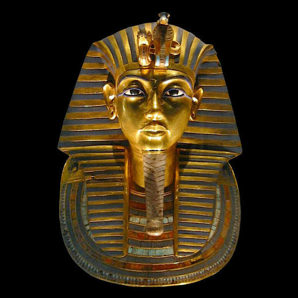 Dødsmasken til faraoen Tutankhamon fra The Egyptian Museum in Cairo. (Foto: Wikimedia Commons, se lisens her)