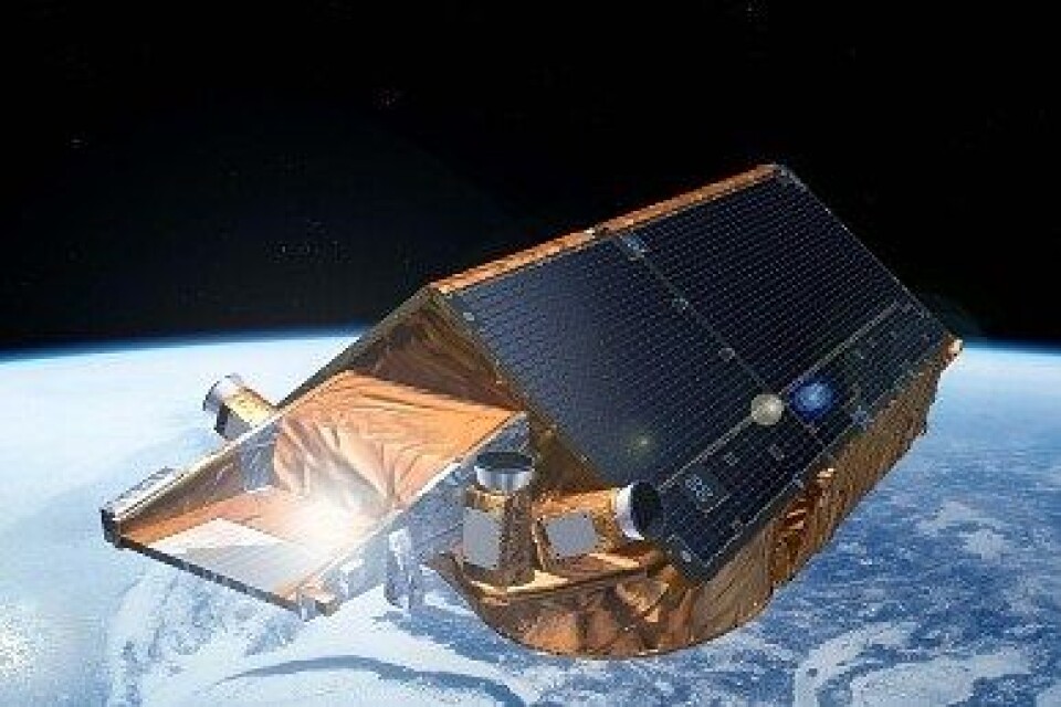 ESAs klimasatellitt CryoSat måler isens utbredelse og tykkelse ved begge polene. Illustrasjon: (Foto: ESA - K. Büchler)