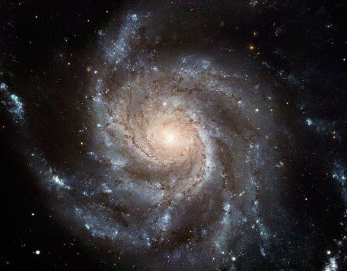 "Spiralgalaksen Messier 101 (M101). Den ligger rundt 25 millioner lysår fra Jorden. Ikke godt å si hva som skjuler seg der inne." "Spiralgalaksen Messier 101 (M101). Den ligger rundt 25 millioner lysår fra Jorden. Ikke godt å si hva som skjuler seg der inne."