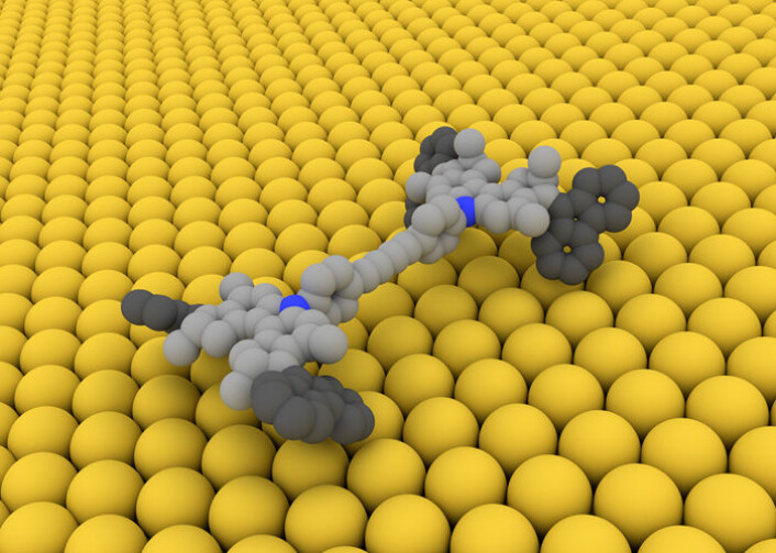 Den elektrisk drevne nanobilen har firhjulstrekk. Men den går ikke i revers. (Foto: (Illustrasjon: T. Kudernac et al./EMPA)) Den elektrisk drevne nanobilen har firhjulstrekk. Men den går ikke i revers. (Foto: (Illustrasjon: T. Kudernac et al./EMPA))