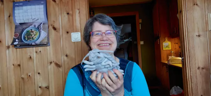 Gro van der Meeren is happy that the sea still holds great mysteries. Here she is with a giant isopod or tanglus.
