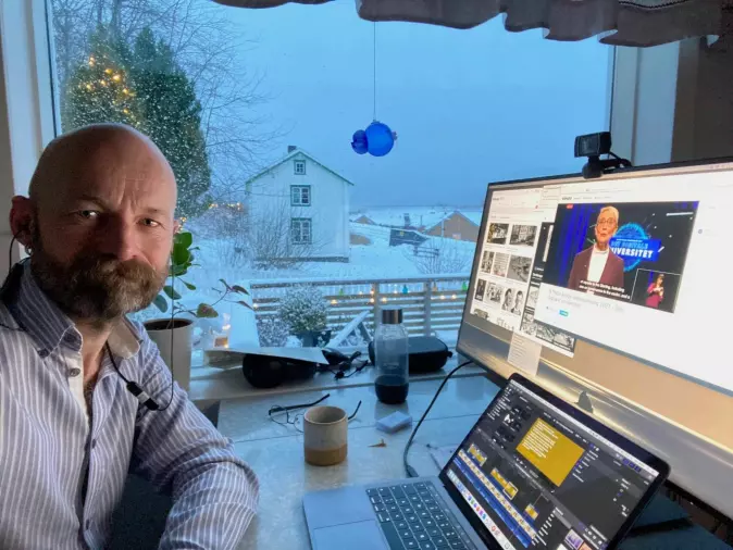 Digital nomad: Aksel Tjora at his “home office” at Råkvåg outside Trondheim.