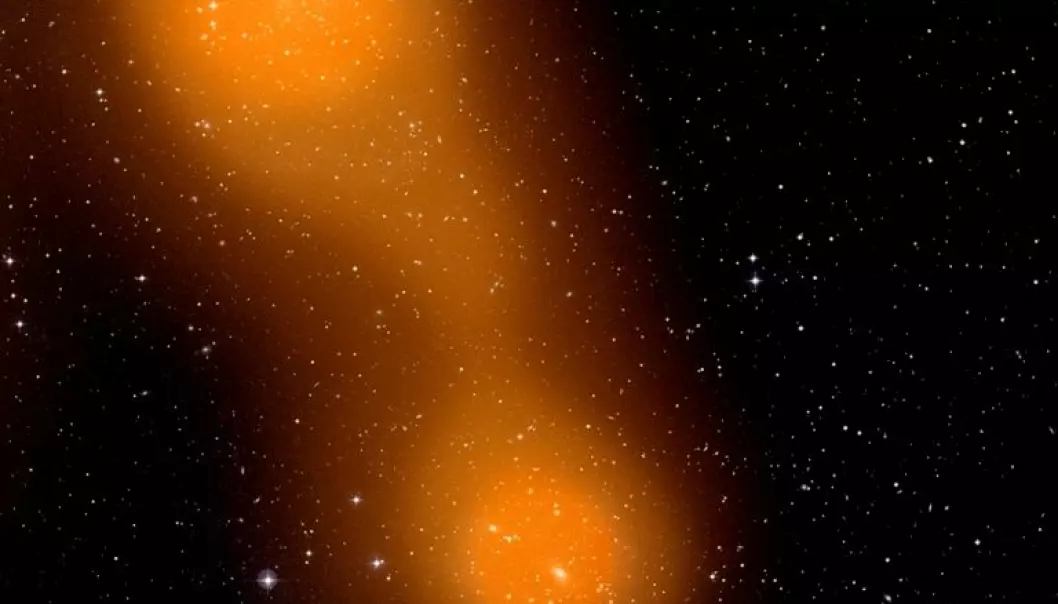 En bro av gass mellom galaksehopene