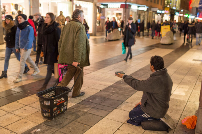 En tigger på gata i Stockholm. (Foto: iStockphoto) En tigger på gata i Stockholm. (Foto: iStockphoto)