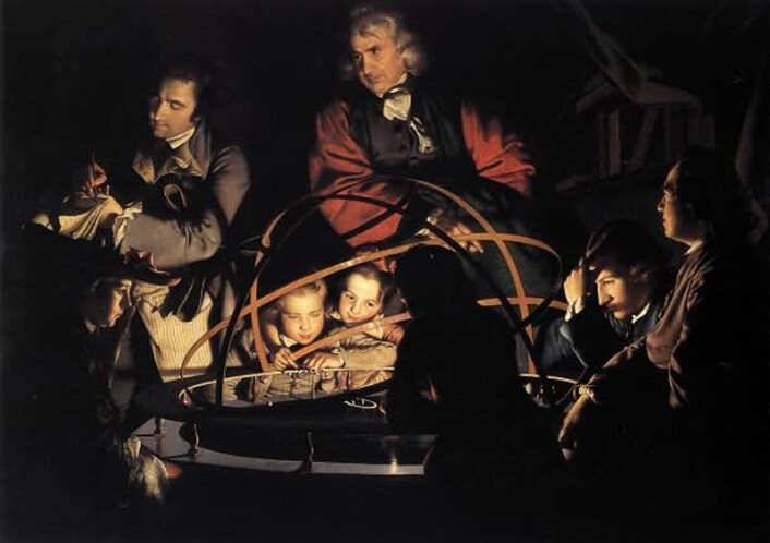 The Orrery, maleri av Joseph Wright of Derby, ca. 1766. (Foto: (Bilde: Wikimedia Commons)) The Orrery, maleri av Joseph Wright of Derby, ca. 1766. (Foto: (Bilde: Wikimedia Commons))