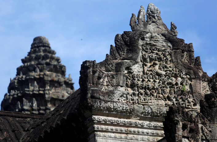 En detalj fra en av de mange steinbygningene i Angkor Wat. En detalj fra en av de mange steinbygningene i Angkor Wat.