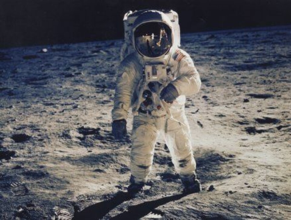 'Buzz Aldrin på Månen fotografert av Neil Armstrong. (Foto: NASA)'