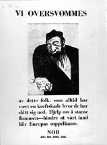 "I november 1938 gjennomførte unger aktivister med bakgrunn i NNSAP og NS en plakataksjon i Oslo. Hovedmannen ble stil for retten, men frikjent da man egentlig ikke hadde " "I november 1938 gjennomførte unger aktivister med bakgrunn i NNSAP og NS en plakataksjon i Oslo. Hovedmannen ble stil for retten, men frikjent da man egentlig ikke hadde "