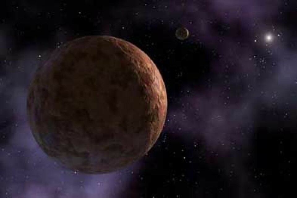 Sedna går i en litt utypisk bane mellom Kuiper-beltet og Oort-skyen. Kan den være påvirket av tyngdekraften til en annen planet? (Illustrasjon: NASA)