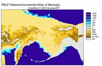 Beringlandbroen for 21 000 år siden.
