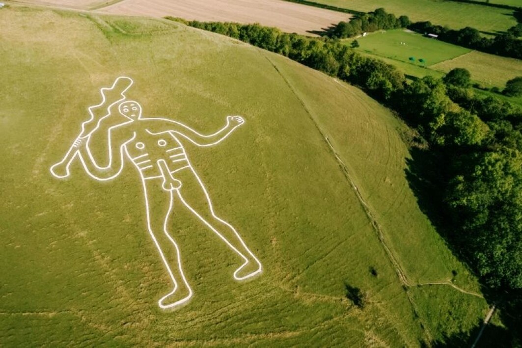 Giganten i Dorset lengst sør i England lå i mange hundre år gjemt under jord og gress. Giganten i Dorset lengst sør i England lå i mange hundre år gjemt under jord og gress.