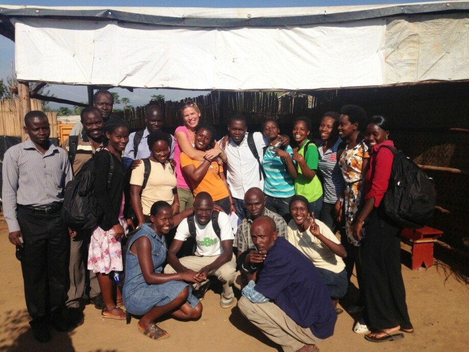 Fieldworkers in Nakivale, Uganda with researcher Ingunn Bjørkhaug.