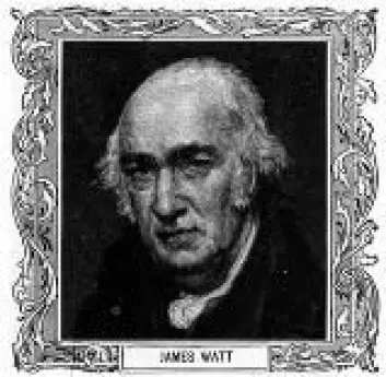 "Oppfinneren James Watt (1736-1819) var også skotte. I 1769 patenterte han sin forbedring av dampmaskinen, og ble med det et av symbolene for den industrielle revolusjon."