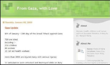 Mona el-Farras blogg "From Gaza, with Love". Mona el-Farras blogg "From Gaza, with Love".