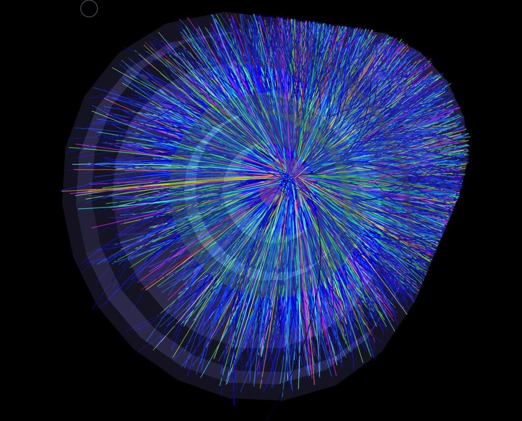 Nei, det er ikke slik det plasmaet ser ut. Dette er noe forskerne ser når de måler kollisjoner av ioner fra partikkelakseleratoren i CERN. Nei, det er ikke slik det plasmaet ser ut. Dette er noe forskerne ser når de måler kollisjoner av ioner fra partikkelakseleratoren i CERN.