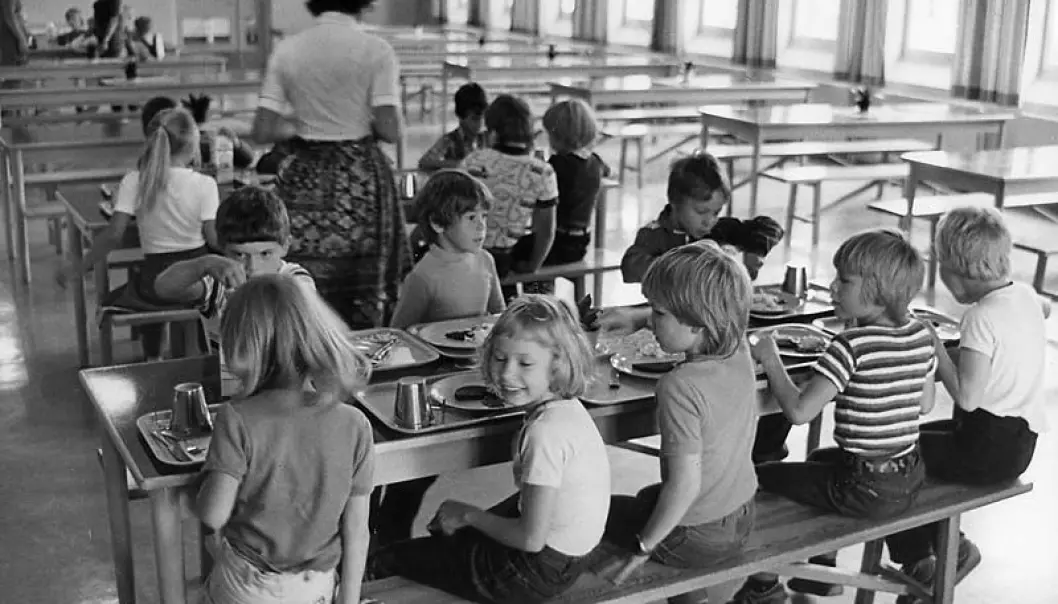 Skolemåltid i Sorsele kommune i Sverige på slutten av 1970-tallet