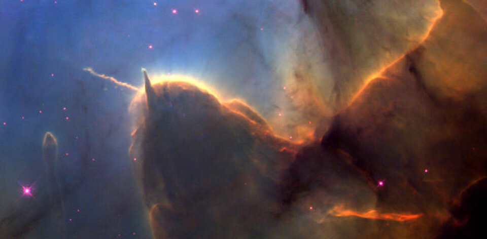 En gasstunge, også kalt EGG på fagspråket (se avsittet under), i Trifidetåken. Dette bildet ble tatt av Romteleskopet Hubble. (Foto: NASA/ESA og Jeff Hester/ASU)