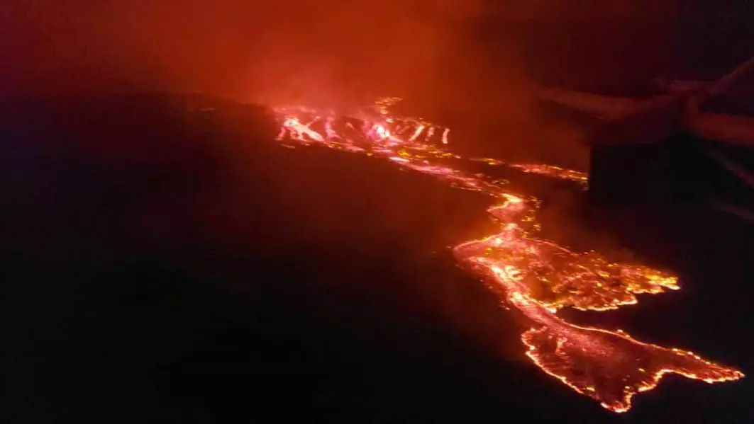 Lava som strømmer fra utbruddet på vulkanen Nyiragongo i Kongo.