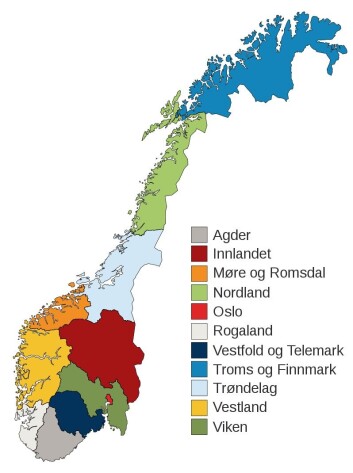 Folk i Agder, Telemark og Rogaland var veldig like hverandre i den nye studien. Det er det grå, det hvite og det mørkeblå fylket helt sør på kartet. Folk i Agder, Telemark og Rogaland var veldig like hverandre i den nye studien. Det er det grå, det hvite og det mørkeblå fylket helt sør på kartet.