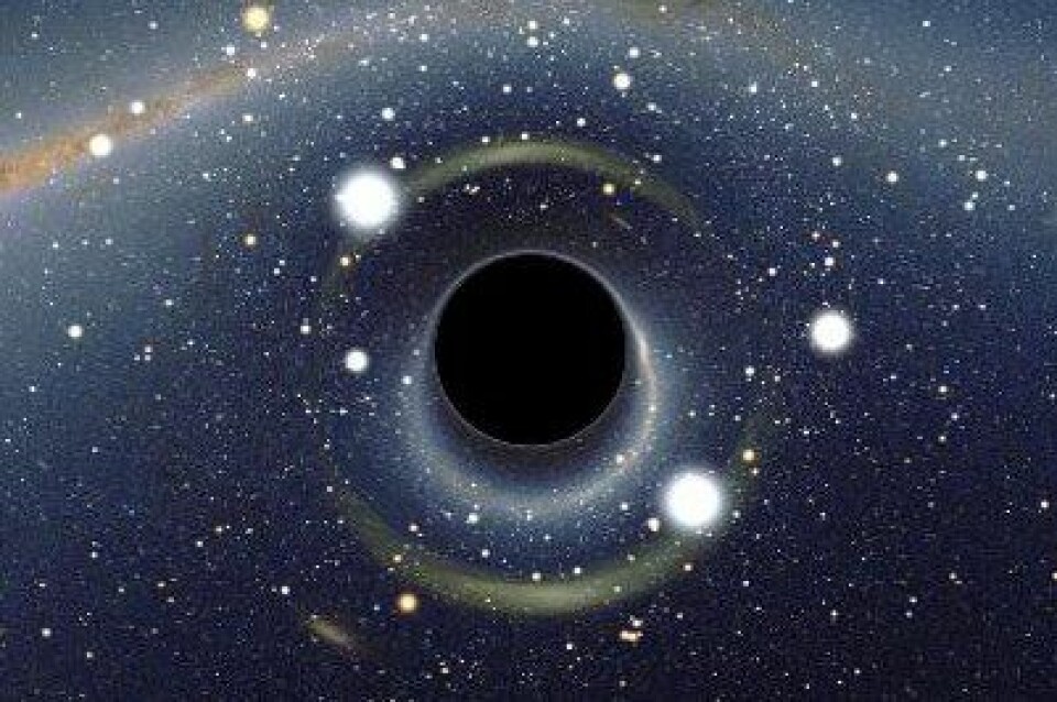 Et sort hull er en mystisk skapning som sluker alt lys. Inne i det sorte hullet senter er det en vaskeekte singularitet. (Illustrasjon: NASA)