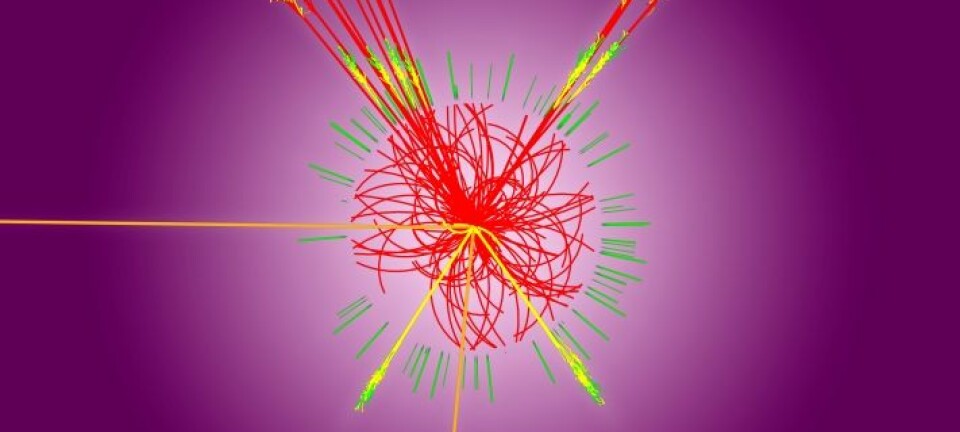 Simulasjon av Higgs-partikkelen i Atlasdetektoren. (Foto: CERN)