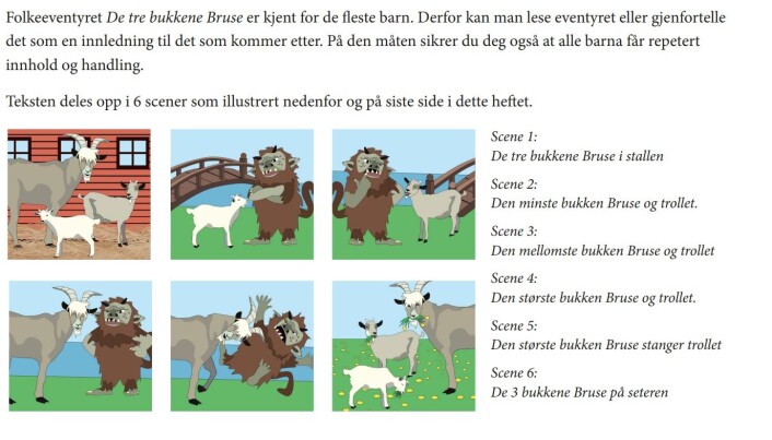 Et eksempel på et opplegg tar utgangspunkt i eventyret <span class=" italic" data-lab-italic_desktop="italic">De tre bukkene bruse</span>. Et eksempel på et opplegg tar utgangspunkt i eventyret <span class=" italic" data-lab-italic_desktop="italic">De tre bukkene bruse</span>.