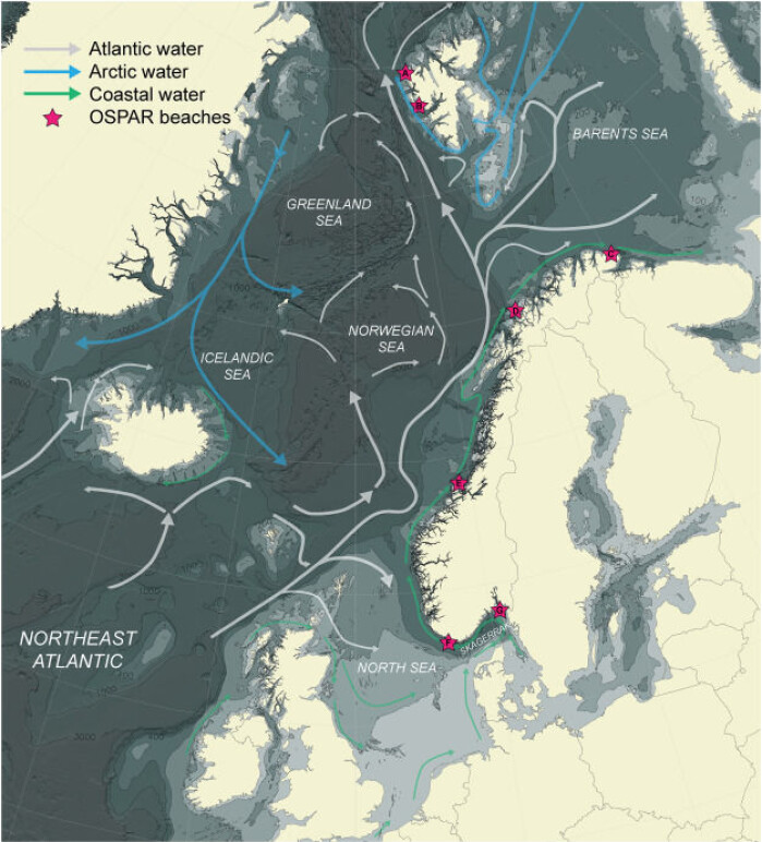 OSPAR-strendene i Norge merket med stjerne. OSPAR-strendene i Norge merket med stjerne.