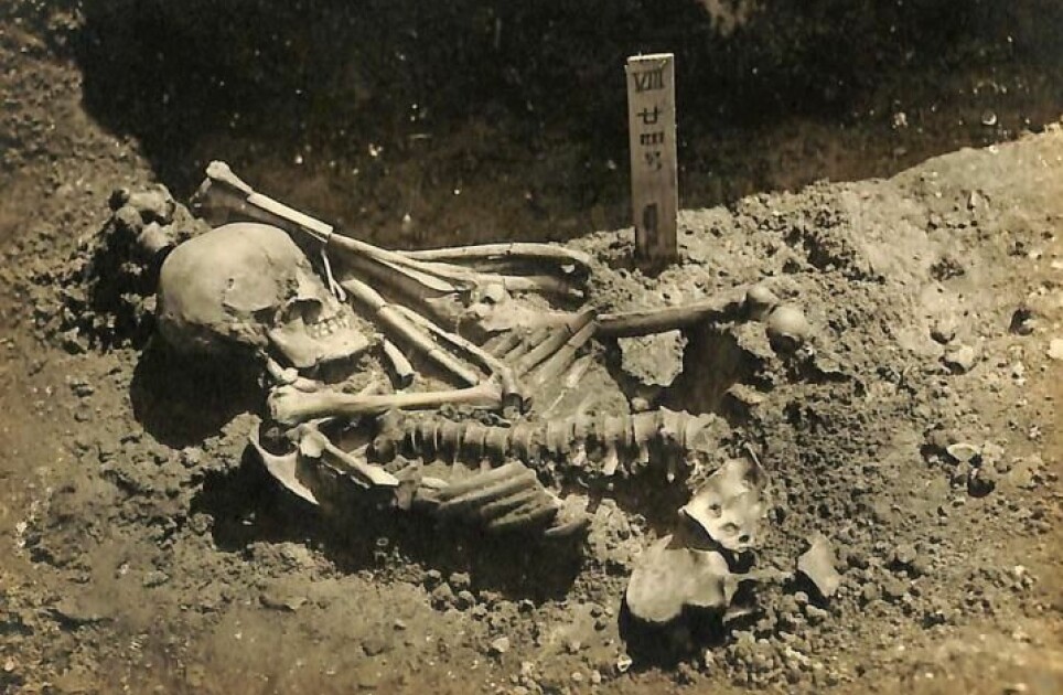 Bildet viser mannen slik han ble funnet i grava.