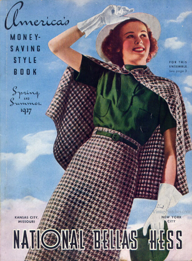 In the United States, a democratic fashion ideal prevailed, and designers were proud to offer clothing to all American women. Here is the front page of the mail order catalog for National Bella Hess from the spring and summer season 1937. In the United States, a democratic fashion ideal prevailed, and designers were proud to offer clothing to all American women. Here is the front page of the mail order catalog for National Bella Hess from the spring and summer season 1937.