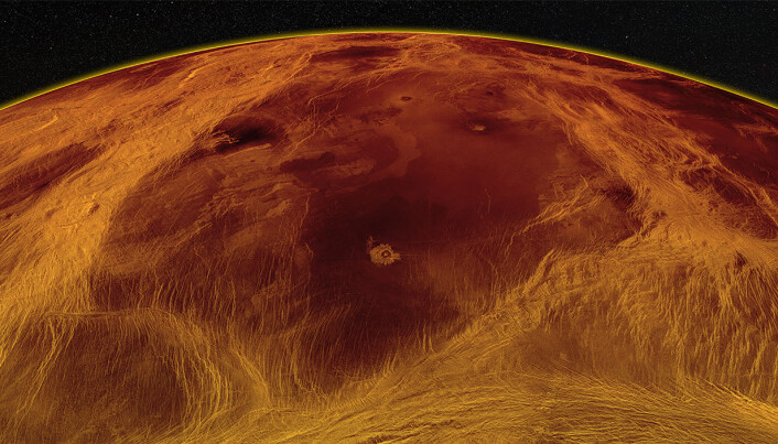 Her er en stor flate på Venus omgitt av ruglete terreng. Her er en stor flate på Venus omgitt av ruglete terreng.