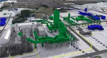 Modell av Mongstad gasskraftverk. (Illustrasjon: Gassnova)