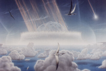 Kunstnerisk framstilling av KT-utryddelsen for rundt 65 millioner år siden, her i form av asteroideteorien. (Illustrasjon: Don Davis, NASA) Kunstnerisk framstilling av KT-utryddelsen for rundt 65 millioner år siden, her i form av asteroideteorien. (Illustrasjon: Don Davis, NASA)