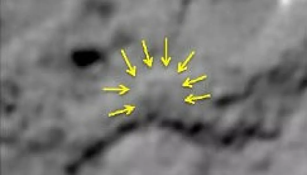 Menneskeskapt krater fotografert i verdensrommet
