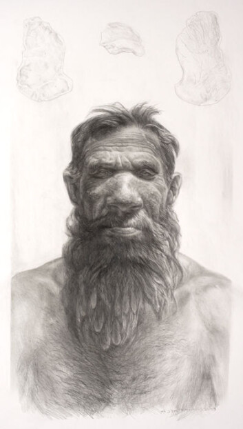 En tenkt framstilling av en ung, mannlig neandertaler. (Tegning: Kennis&Kennis 2009) En tenkt framstilling av en ung, mannlig neandertaler. (Tegning: Kennis&Kennis 2009)