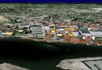 "3D Tønsberg. Tønsberg er testområde for de nye 3D-kartene. Her er byens sentrum slik det kan se ut på lommePCen. (Foto:TellMaris)" "3D Tønsberg. Tønsberg er testområde for de nye 3D-kartene. Her er byens sentrum slik det kan se ut på lommePCen. (Foto:TellMaris)"
