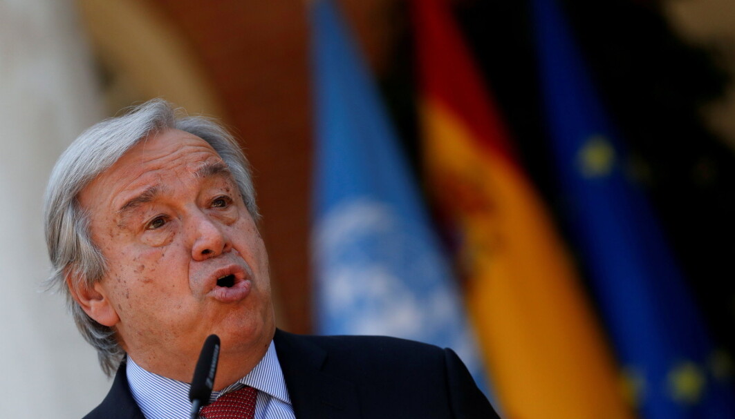 FNs generalsekretær António Guterres mener verdens land må avslutte all leting etter fossilt brensel. FNs generalsekretær António Guterres mener verdens land må avslutte all leting etter fossilt brensel.