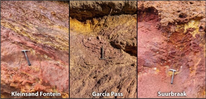 OCHRE OUTCROPS: An example of some of the ochre outcrops E. Velliky sampled last field season February to March 2020. OCHRE OUTCROPS: An example of some of the ochre outcrops E. Velliky sampled last field season February to March 2020.